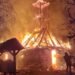 Video-Biserică de patrimoniu din Muzeul Satului Bănățean, mistuită de flăcări