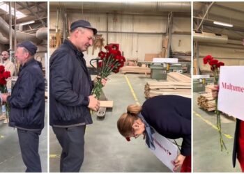 Momente emoționante la o fabrică din România: Patroana s-a închinat în fața angajatului său