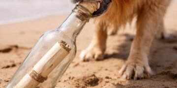 Poveste de film: o sticlă cu mesaj, purtată 4.300 km de ape, găsită întâmplător de un câine