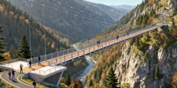 Podul uriaș care ar putea schimba totul: comuna din România unde se construiește cel mai înalt pod suspendat din Europa!