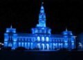 Primăria Municipiului Arad, iluminată în albastru