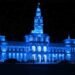 Primăria Municipiului Arad, iluminată în albastru