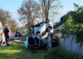 Vaslui | Accident spectaculos pe DJ 248, în Rateșu Cuzei. O mașină s-a răsturnat și a lovit un stâlp de electricitate