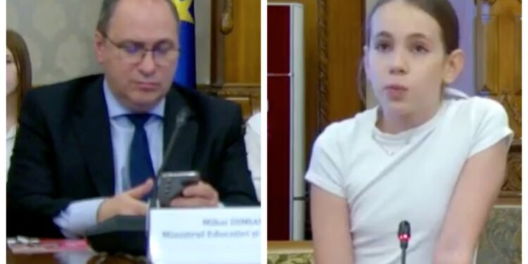 Ironia momentului: ministrul Educației stătea pe telefon când o elevă critica interdicțiile din școli