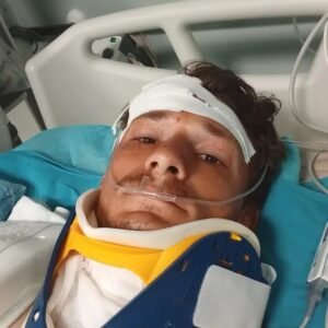 FOTO: Accident grav pentru Adrian Sovea, tânărul ieșean care alerga pentru copiii instituționalizați: „Astăzi am văzut moartea cu ochii mei”