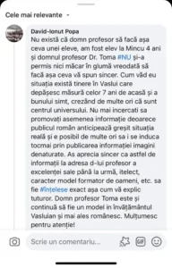 Eleva care a reclamat abuzul unui profesor din Vaslui, umilită public de consilierul președintelui CJ Vaslui