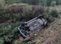 Alertă pe E85: un tânăr de 25 de ani, găsit sub o mașină răsturnată în șanț după un accident