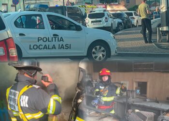 Polițiștii locali au intervenit primii la incendiul de la Palas Campus. Persoane evacuate înainte de sosirea pompierilor