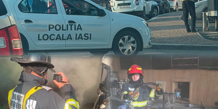 Polițiștii locali au intervenit primii la incendiul de la Palas Campus. Persoane evacuate înainte de sosirea pompierilor