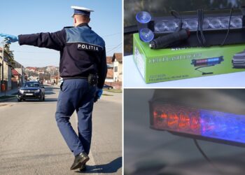 Șofer sancționat după ce și-a transformat mașina într-o „autospecială falsă” de intervenție