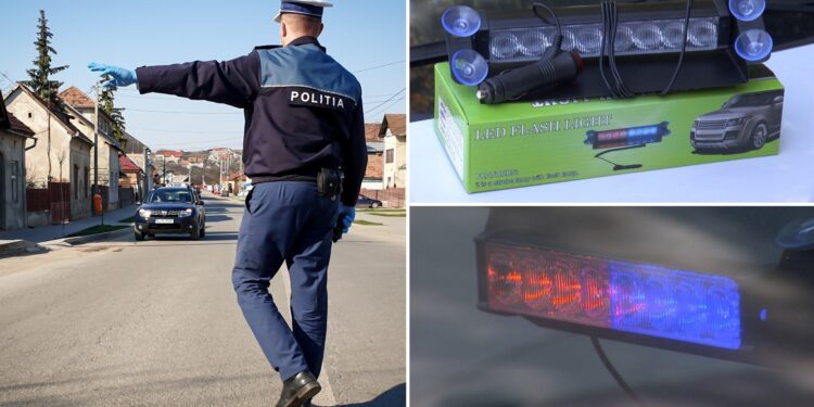 Șofer sancționat după ce și-a transformat mașina într-o „autospecială falsă” de intervenție