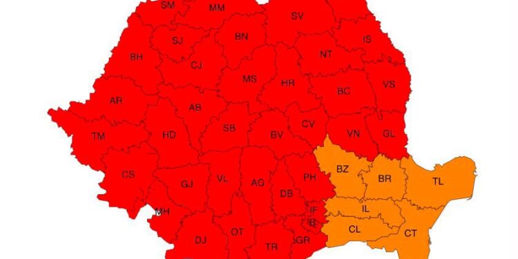 Caniculă extremă în România: temperaturi de până la 41 de grade și avertizări Cod Roșu până la 1 iulie. ISU face apel la respectarea măsurilor de protecție