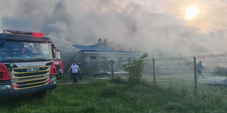 Incendiu devastator la o fermă din Milișăuți. Mii de metri pătrați au fost cuprinși de flăcări, sute de animale s-au aflat în pericol