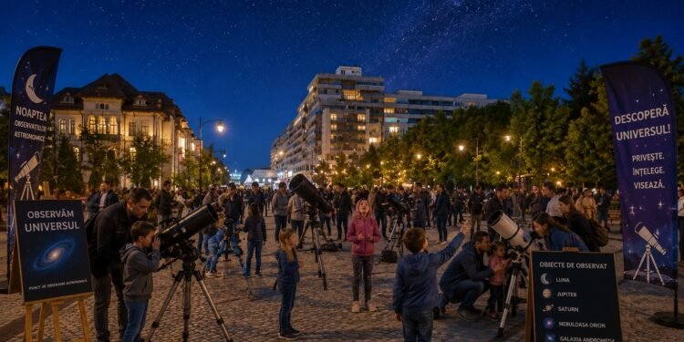 Spectacol cosmic în centrul Iașului! Pietonalul Ștefan cel Mare devine pentru o noapte cel mai mare observator astronomic în aer liber