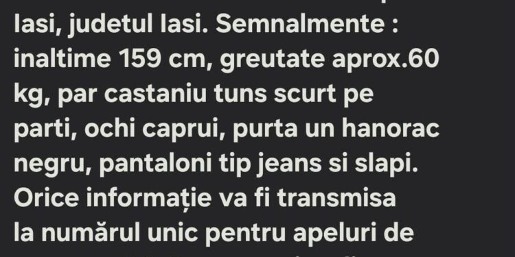 Alertă de dispariție în Iași: Băiat de 13 ani, căutat după ce a plecat dintr-un centru