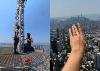Cerere în căsătorie la aproape 450 de metri înălțime. Doi activiști ruși au escaladat Empire State Building și au fost arestați