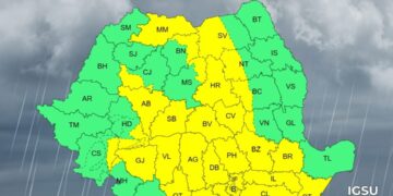 Cod galben de furtuni și ploi torențiale, miercuri. Avertizarea este valabilă până la ora 22:00
