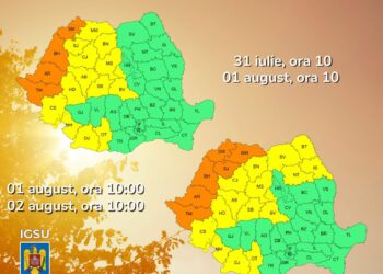 Val de căldură și caniculă în România: temperaturi de până la 40°C în următoarele zile. ANM a emis coduri galben și portocaliu