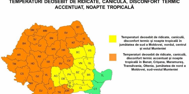 Cod portocaliu de caniculă în toată tara