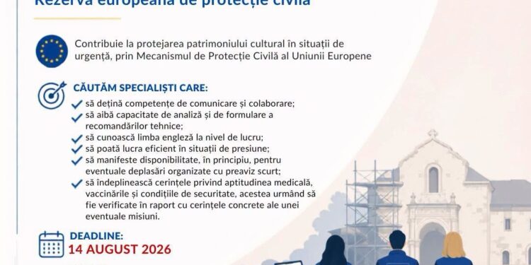 Ministerul Culturii recrutează experți pentru misiuni internaționale de protejare a patrimoniului cultural. Înscrierile se încheie pe 14 august