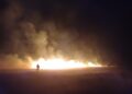 Incendiu pe 10 hectare de vegetație uscată în apropiere de Războieni. Flăcările s-au apropiat de o fermă avicolă