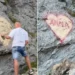 Declarație de dragoste cu spray pe o stâncă de pe Transfăgărășan. Gestul unui turist a stârnit un val de revoltă în mediul online