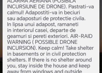 Alertă RO-ALERT în Botoșani: populația, avertizată cu privire la o posibilă incursiune de drone