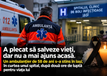 A plecat să salveze vieți, dar nu a mai ajuns acasă. Un ambulanțier de 58 de ani s-a stins în Iași, în curtea unui spital, după două ore de luptă pentru viața lui