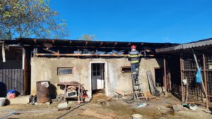 Incendiu la o anexă gospodărească din Scobinți. Un porc a fost salvat de pompieri
