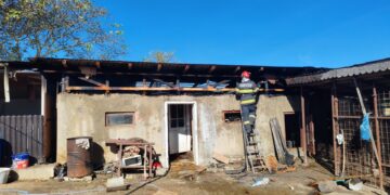 Incendiu la o anexă gospodărească din Scobinți. Un porc a fost salvat de pompieri