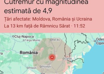 Cutremur cu magnitudinea estimată de 4,9 în România. Seismul a fost resimțit în mai multe zone