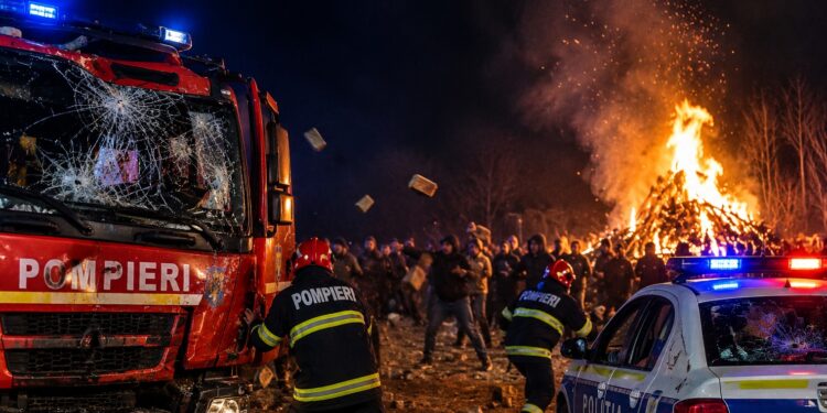 După ambulanța „neagră” atacată, acum a venit rândul pompierilor. Un salvator, lovit cu o cărămidă în piept, în timp ce stingea un incendiu